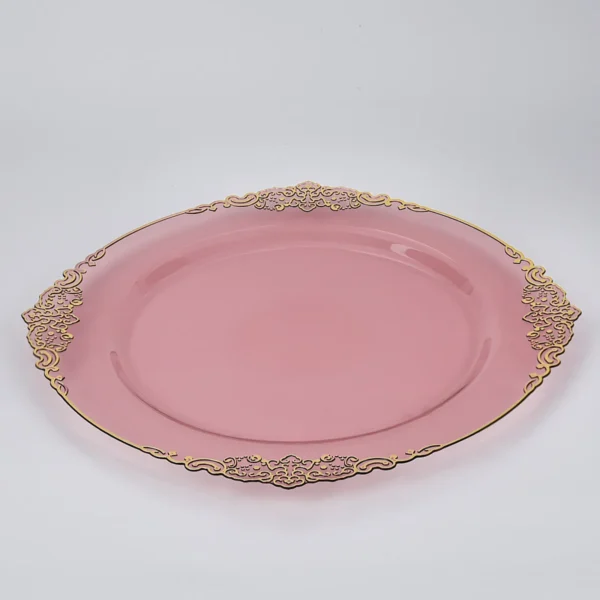 7.5" Clear Burgundy Plastic Plates