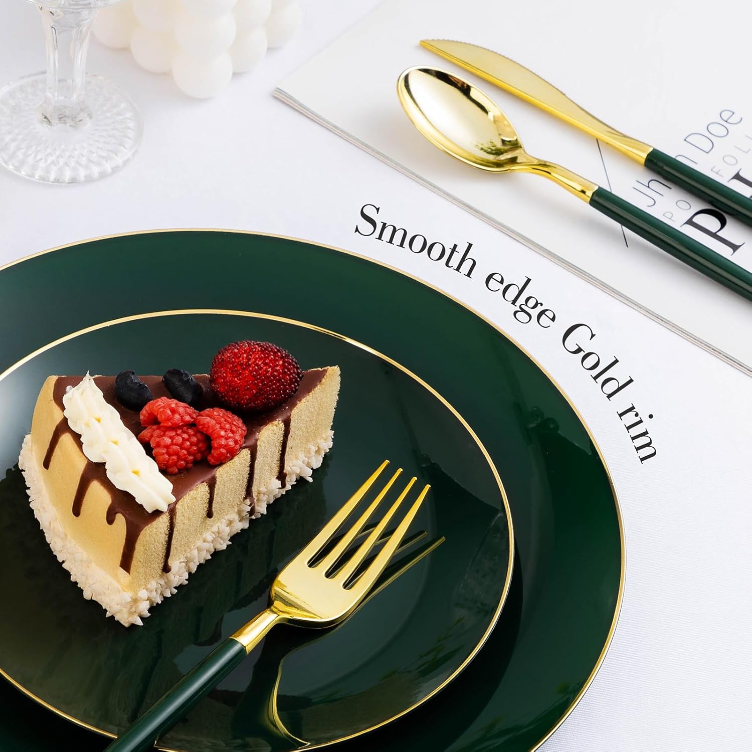 sage green dessert plates