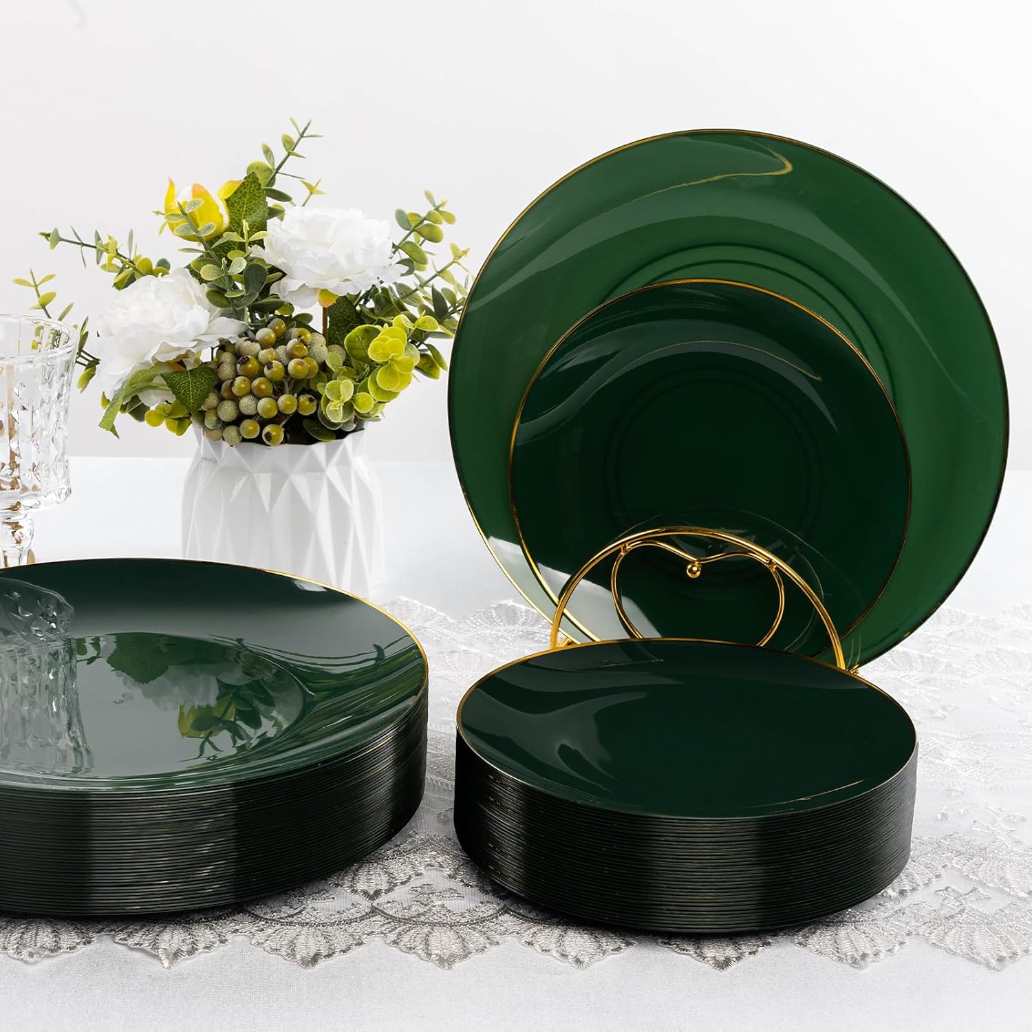 green dessert plate