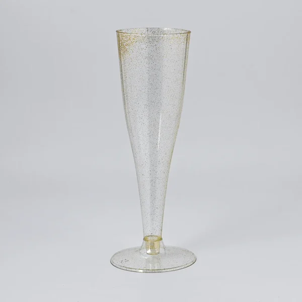 9oz Clear Gold Plastic Champagne Flute