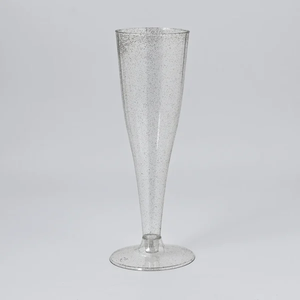 9oz Clear Silver Plastic Champagne Flute