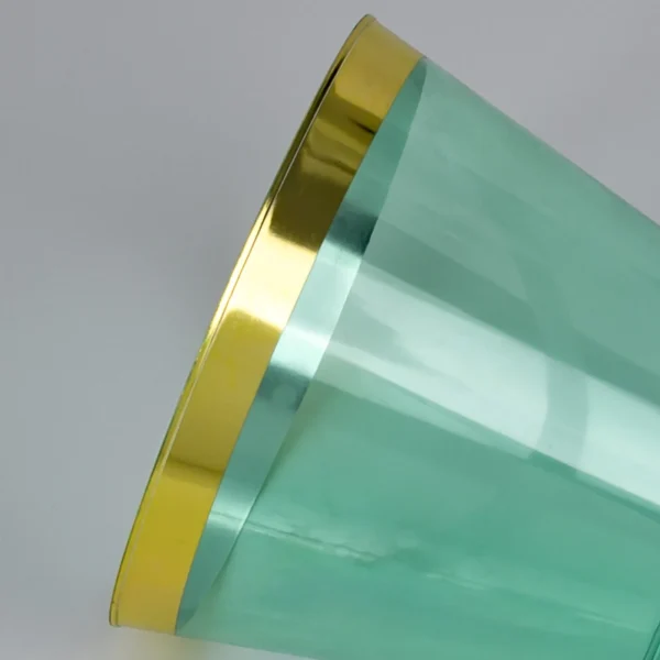 9oz Gold Rim Green Plastic Cups