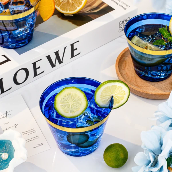 Blue and gold palstic cups 1