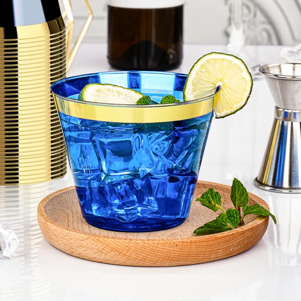 Blue and gold palstic cups 2