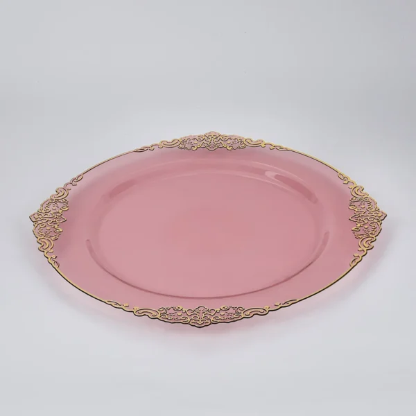 7.5" Clear Burgundy Plastic Plates