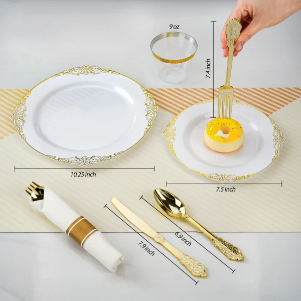 Gold Rimmed Plates Plastic size