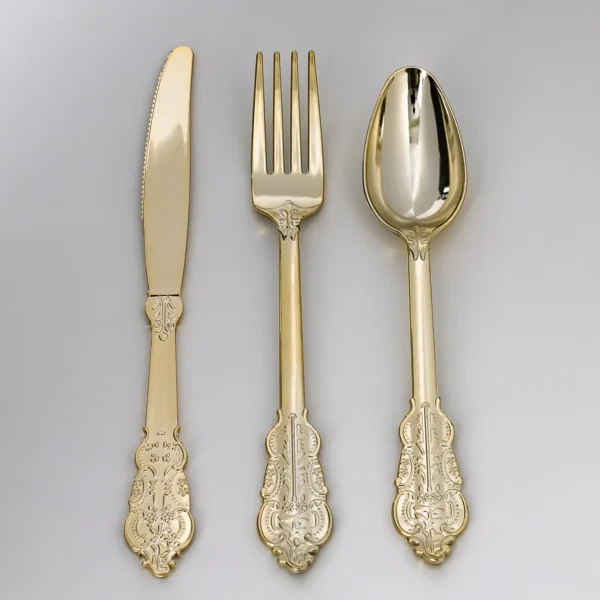Gold plastic cutlery set