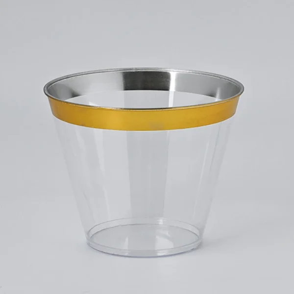 Gold rim plastic cups