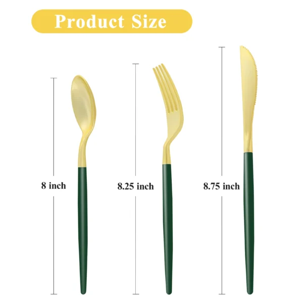 Green handle cutlery set size