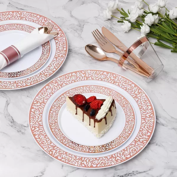 Lace Rose Gold Disposable Tableware