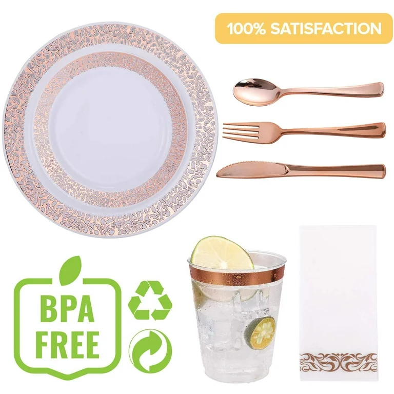 Rose Gold Disposable Tableware