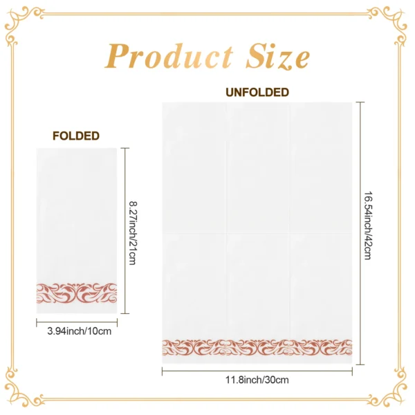 Rose gold and white napkins size