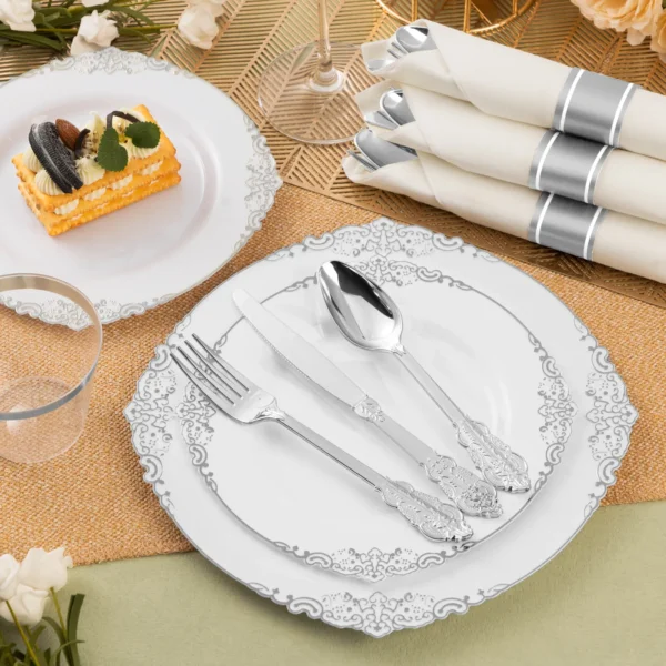 Silver plastic silverware