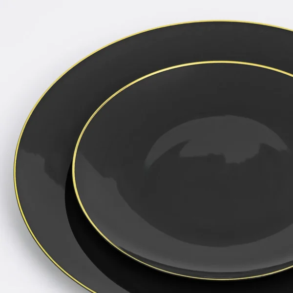 10" Black Gold Plastic Plate - obrazek 2