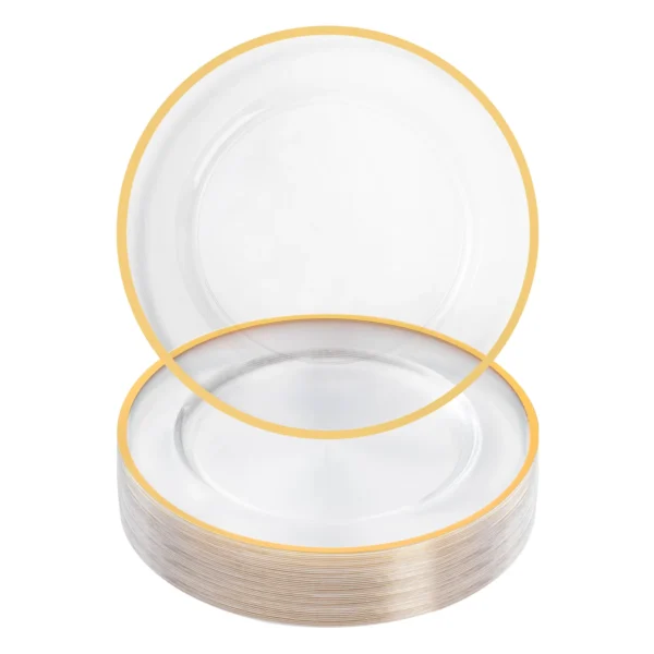 clear and gold charger plates