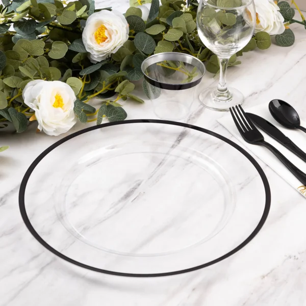 clear charger plates with black rim 1