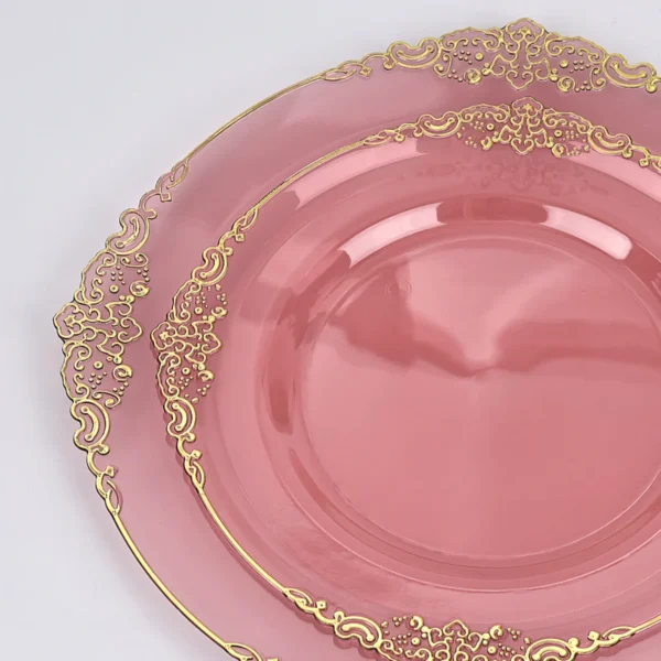 Clear Pink Plastic Plates