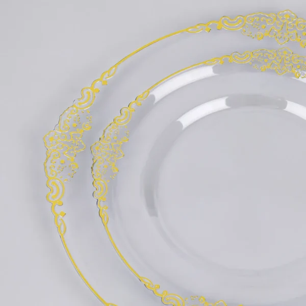 clear gold plastic plates