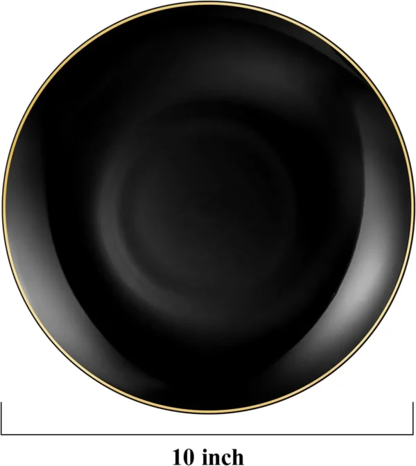 10.25" Gold Rim Black Moonlight Dinner Plate - Imagen 3