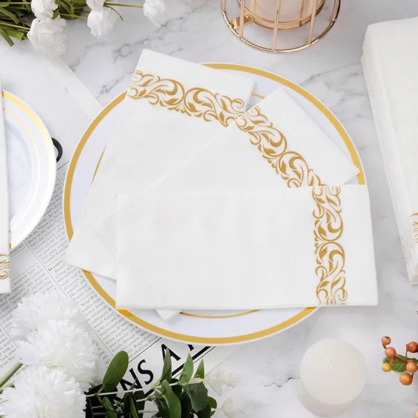 gold white paper napkins