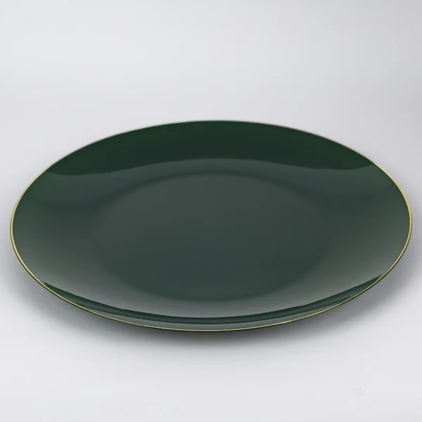 10" Green Gold Plastic Plate
