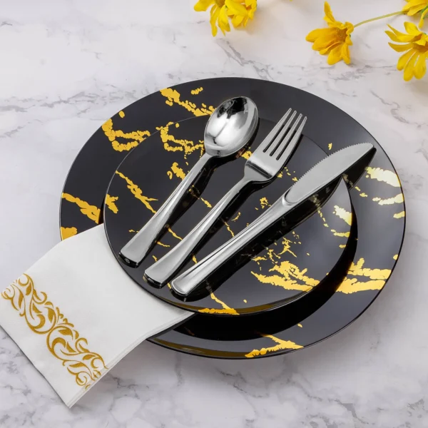 silver look plastic forks