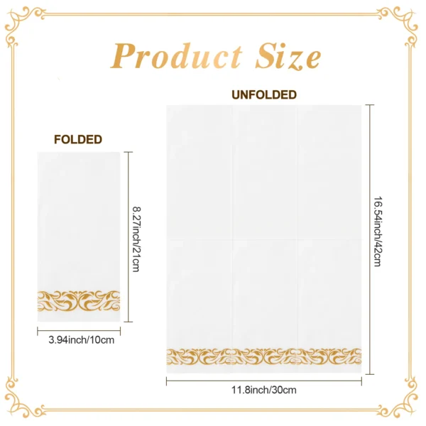 Gold White Paper Napkins - Image 2