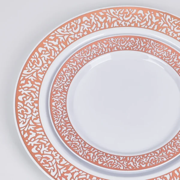 Pink embossing dinner plates1