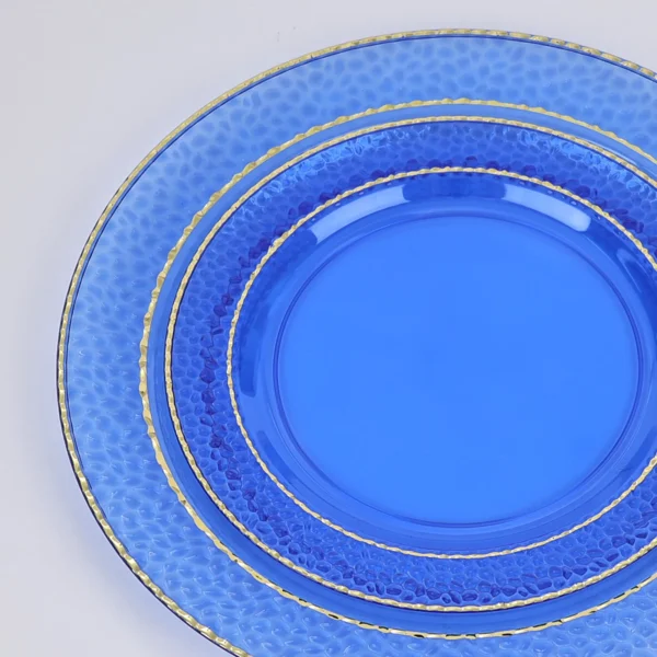 Small blue marble-pattern plates