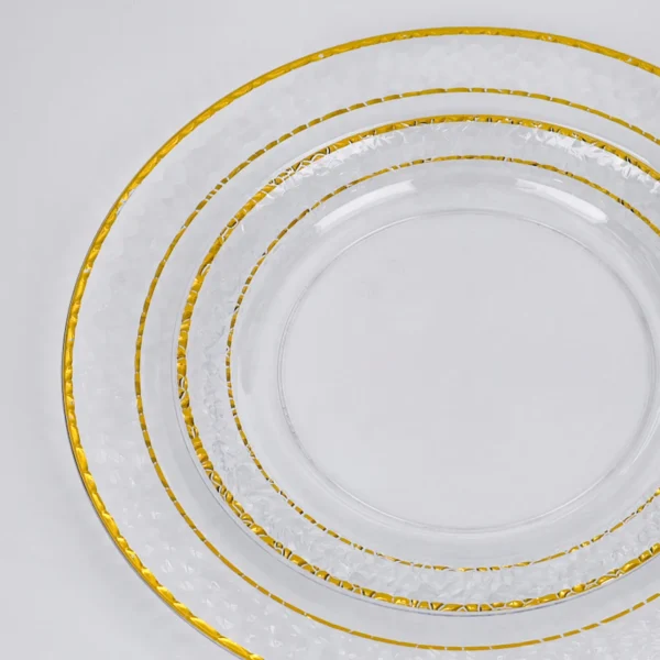 Small gold marble-pattern plates