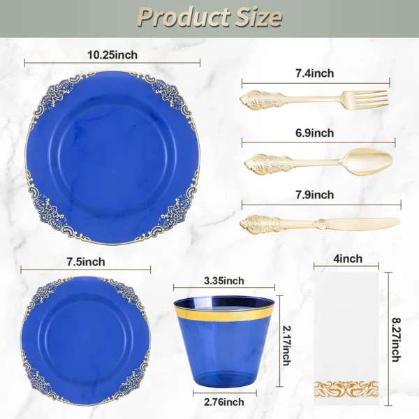 Blue plastic plates size