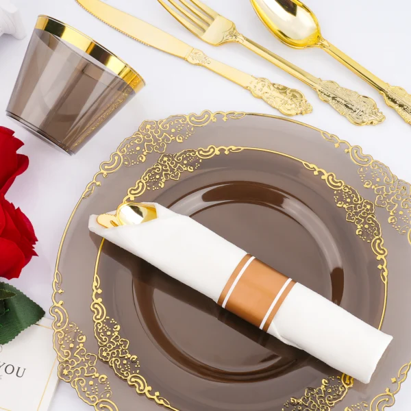 black and gold disposable plates 2