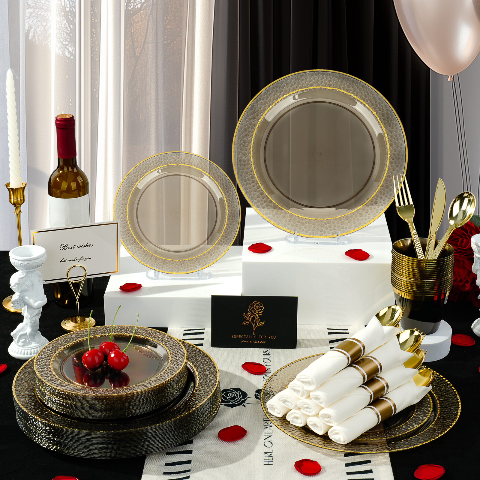 black dinner set