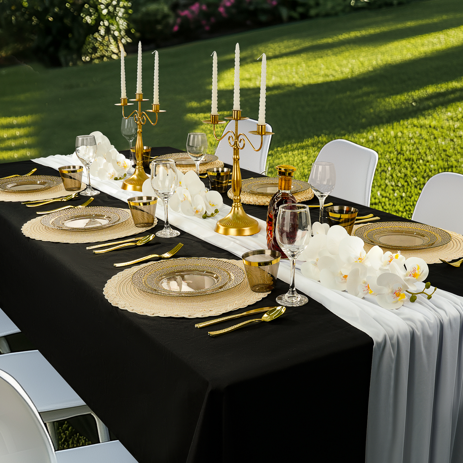 black plastic plates scene