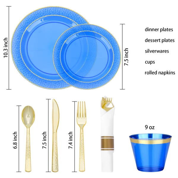 blue disposable plastic plates size