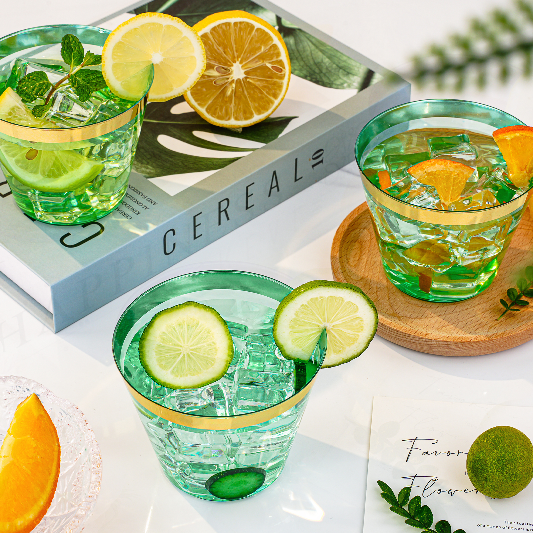 clear green plastic cups 2