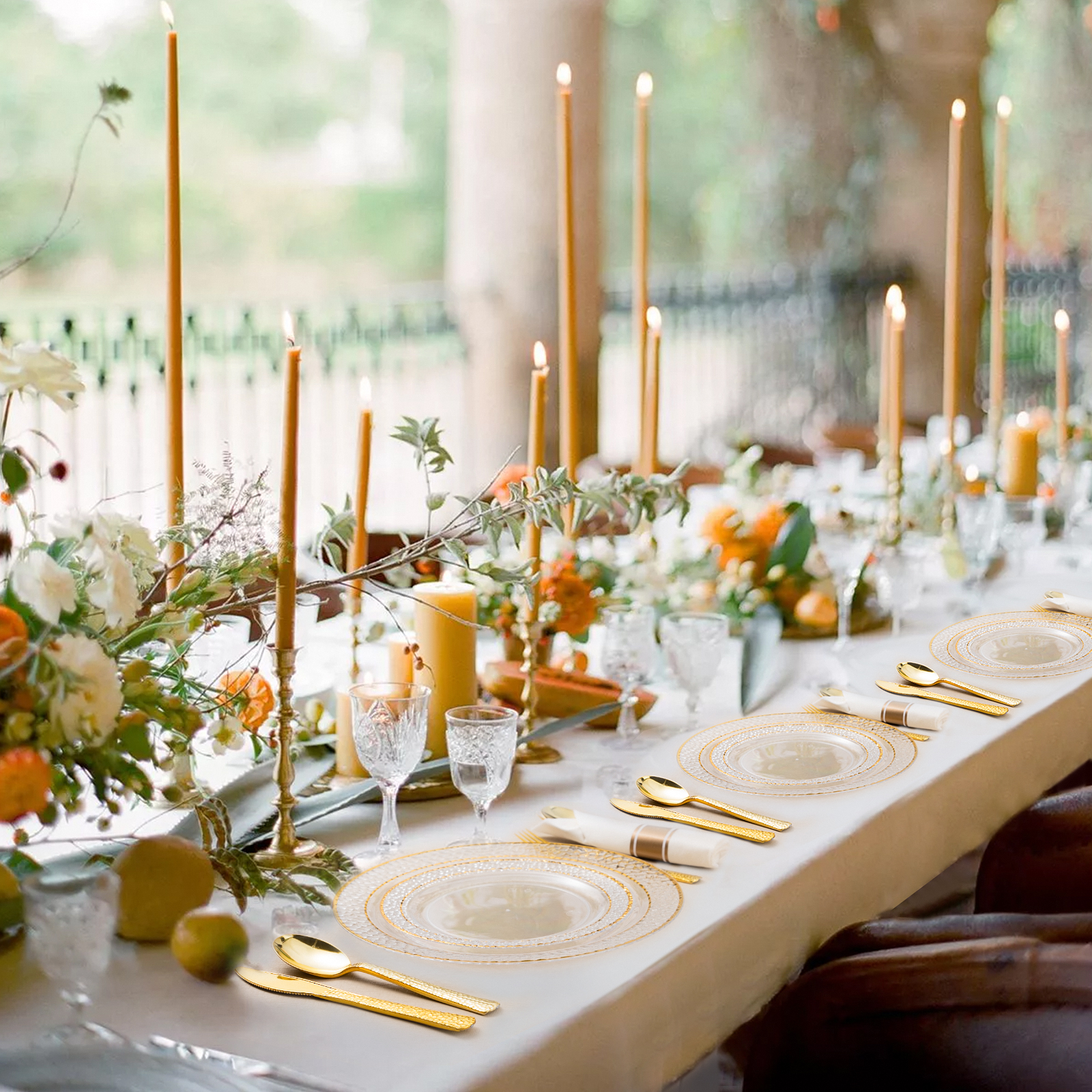 clear plastic dinner plates scene