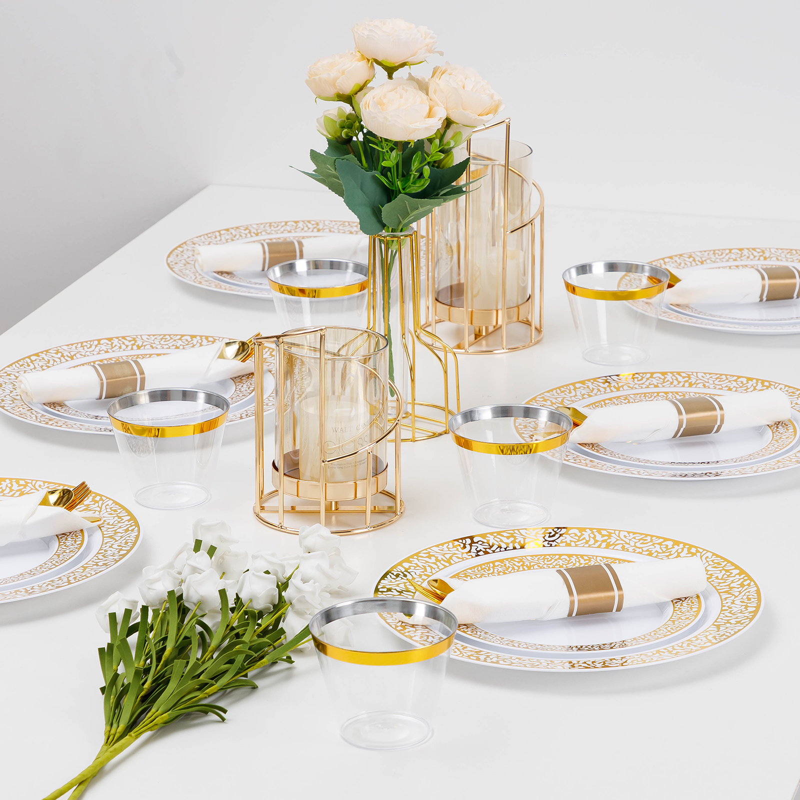 gold lace plastic plates