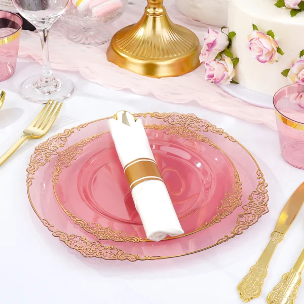 pink clear plastic plates 2