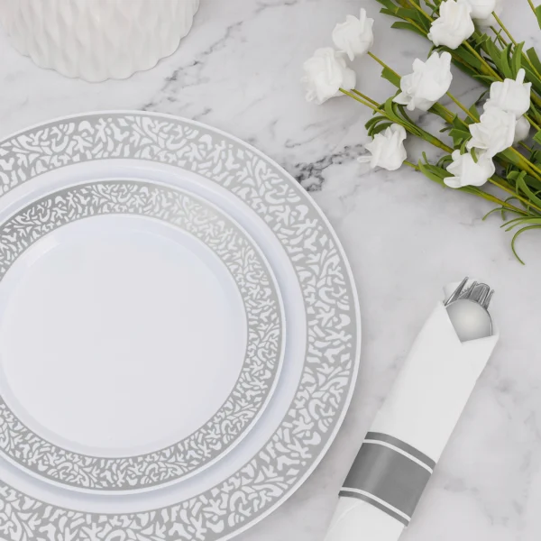 silver disposable plate