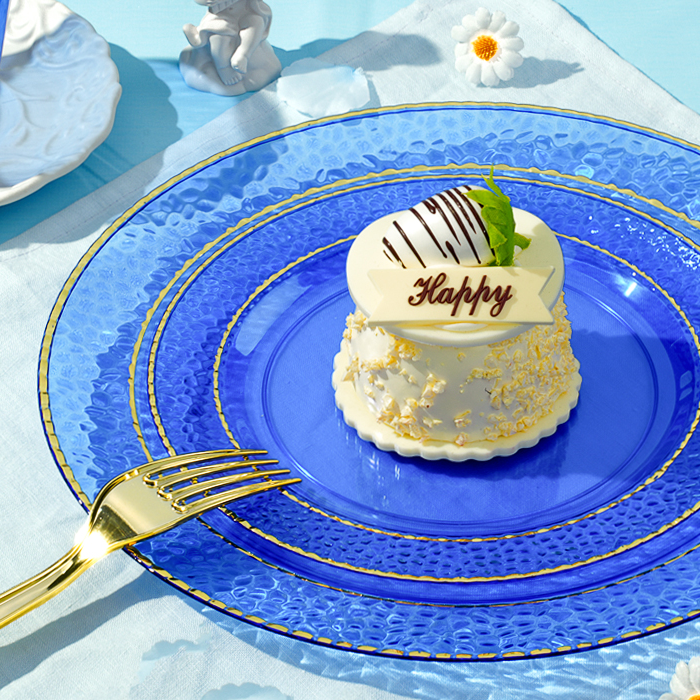 blue dessert plates
