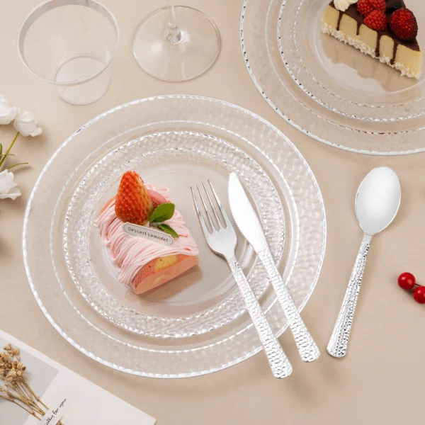 clear plastic tableware set
