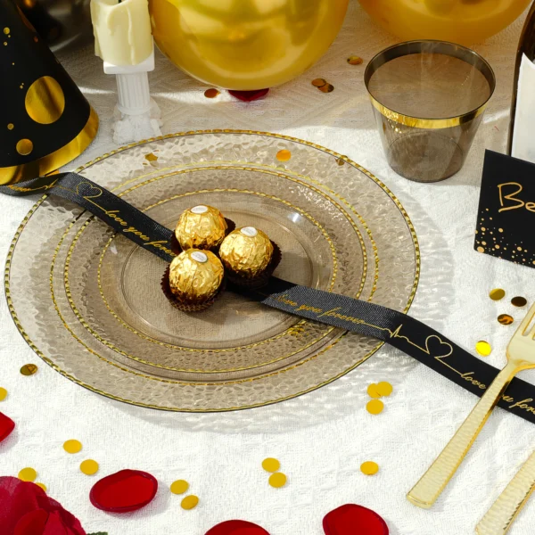 plates black plastic dessert